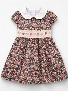 Iris & Ivy gray and pink floral smocked embroidered dress new with tags